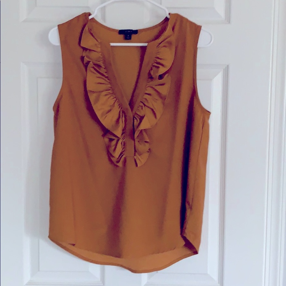 J.Crew small ruffle top in satin warm caramel